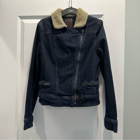 Articles Of Society Shearling Collar Denim Moto Jacket – Boho Chic Vintage Vibes - Picture 1 of 7
